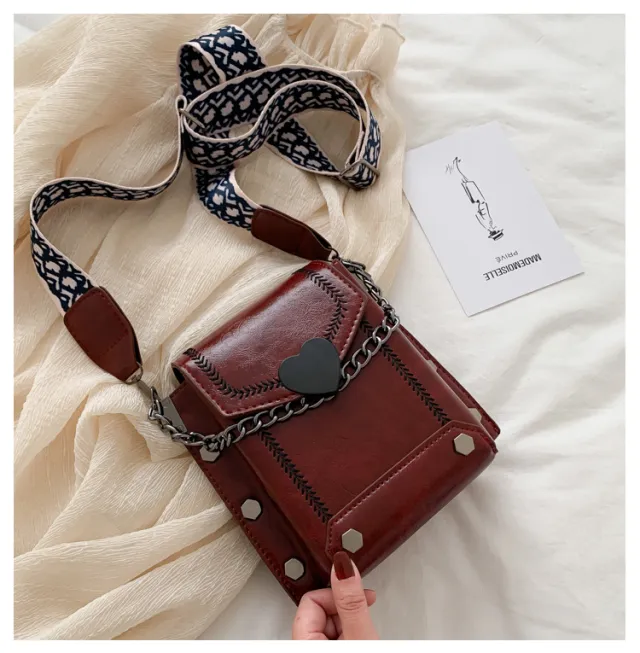 Single Shoulder Messenger Bag Pu Ladies Small Square Bag Red - Shop at LoveMi