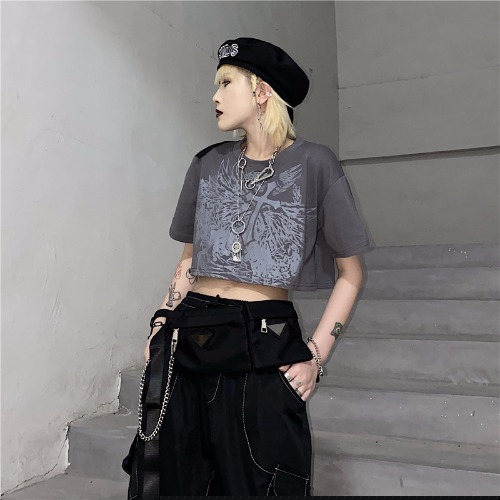 Women's Summer High Waist Printed Short Sleeves