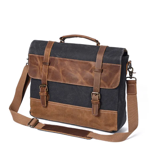 Fashion Men's Canvas Shoulder Messenger Bag Briefcase Grey - Shop at LoveMi