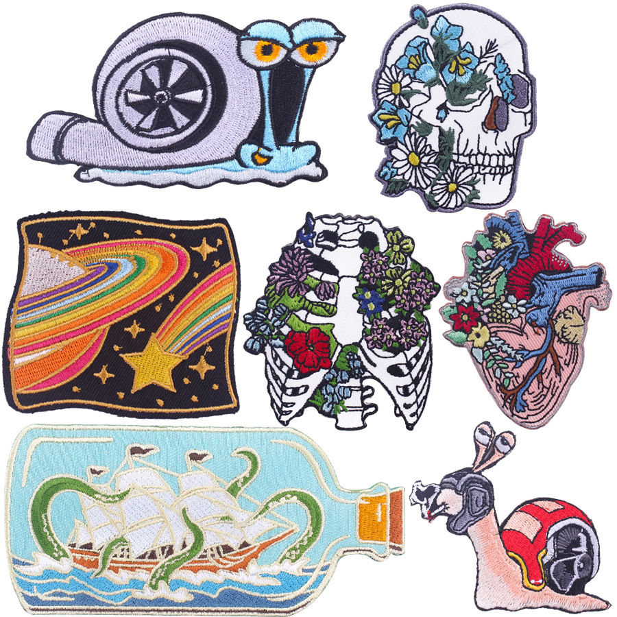 Cartoon Punk Embroidery Patch Sticker Computer Embroidery Cloth Sticker — image 1