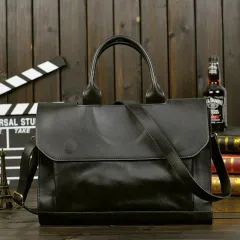 One Shoulder Messenger Business Computer Briefcase - Black - View 1