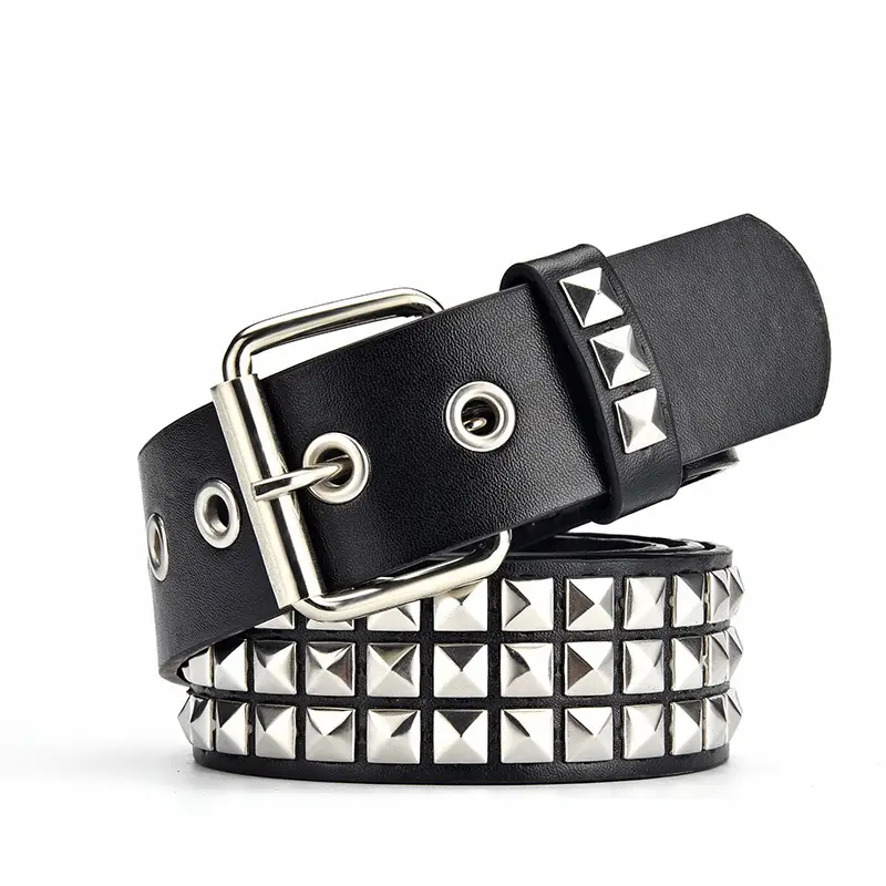Men's Punk Belt Pyramid Rivet Belt Catch Beads