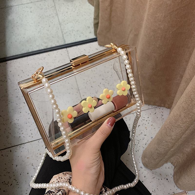 Title 7, Pearl Transparent Chain Acrylic Box Bag