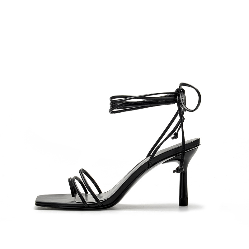 Small CK Fashion All match European And American Style Stiletto Sandals Ladies Retro Straps Black - Shop at LoveMi