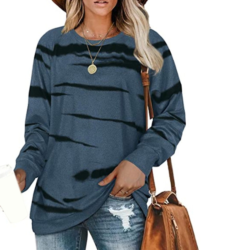 Women's Loose Tie-Dye Printed Pullover Long Sleeve Sweater