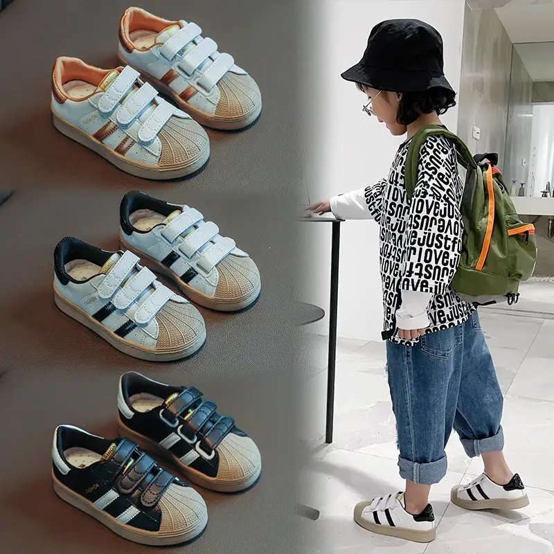 Striped Casual Shoes Girls Non-Slip Shell-Toe Student Shoes