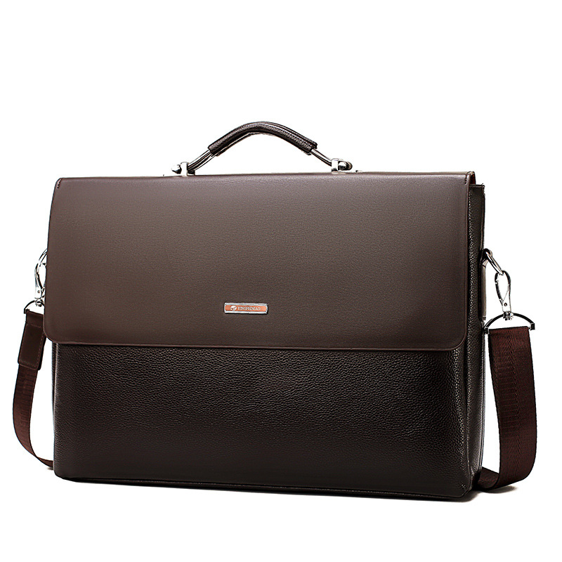 Men's Bag Horizontal Handbag Large Capacity Business Briefcase Brown - Shop at LoveMi