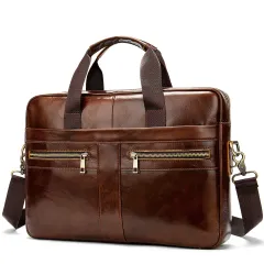 Business Leather Briefcase Men's Foreign Trade First Layer - View 1