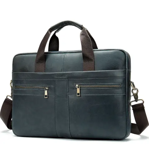 Business Leather Briefcase Men's First Layer