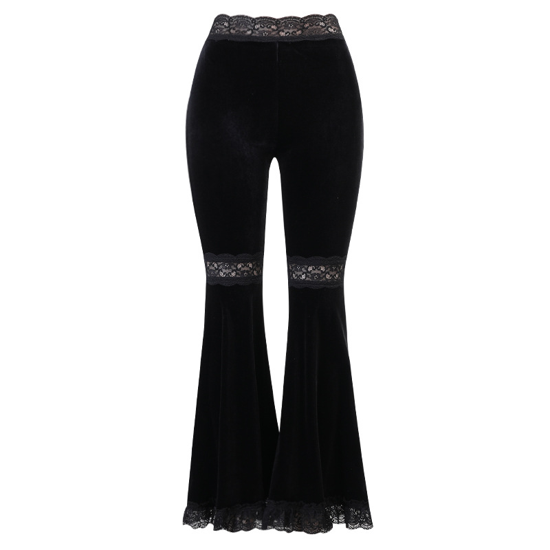 Title 3, Stitching Lace Wide-Leg Pants Dark Hip-hop Fla...