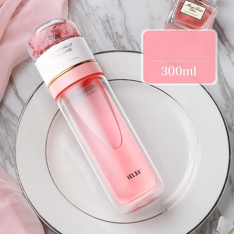 Double-Layer Glass Filter Student Girl's Large Capacity Casual Water Cup