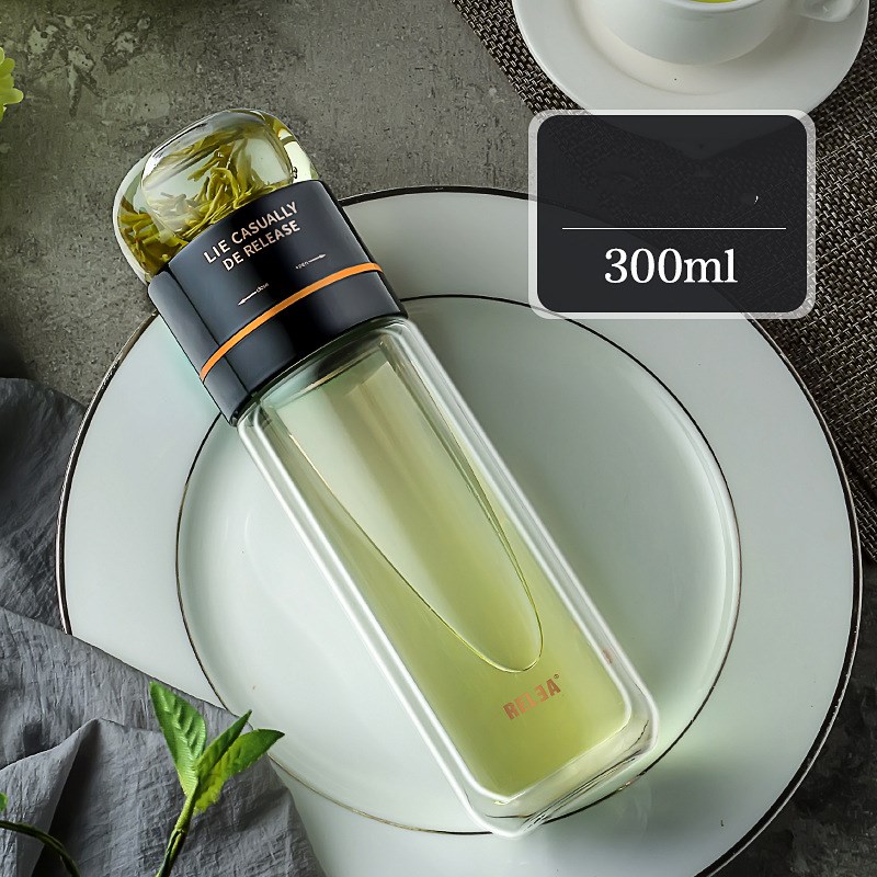 Double-Layer Glass Filter Student Girl's Large Capacity Casual Water Cup