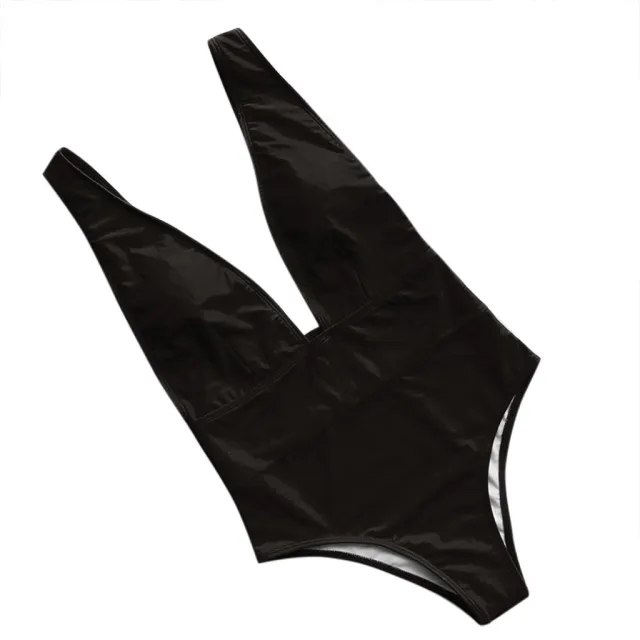 One piece V neck, Leak back And High waisted Sexy Ladies Swimsuit Black - Shop at LoveMi
