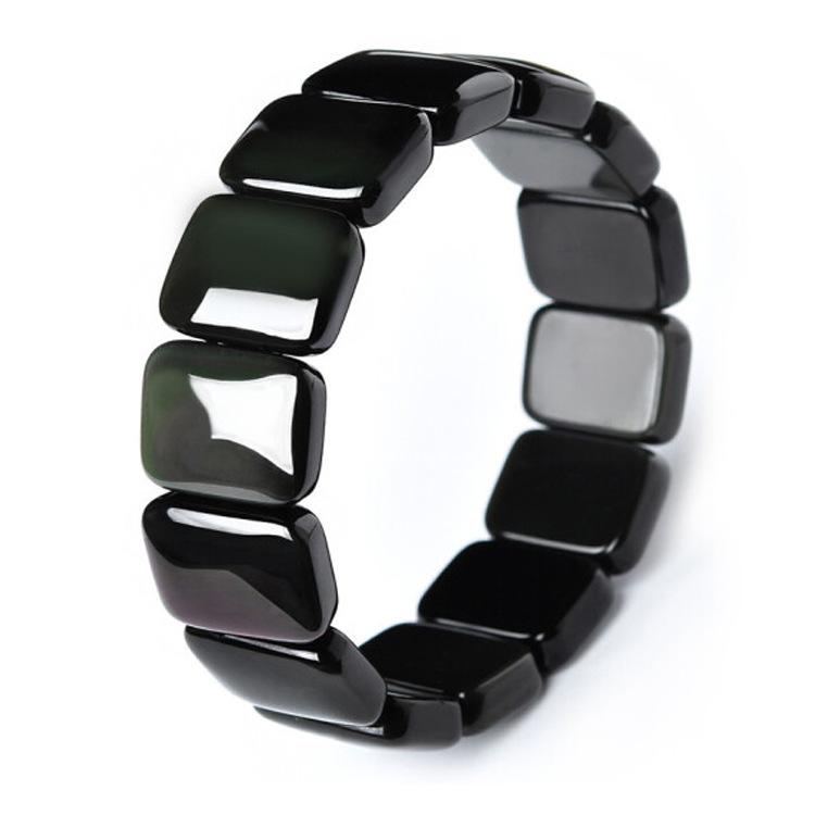 Rainbow Eye Obsidian Hand Row Men's And Women's Bracelet