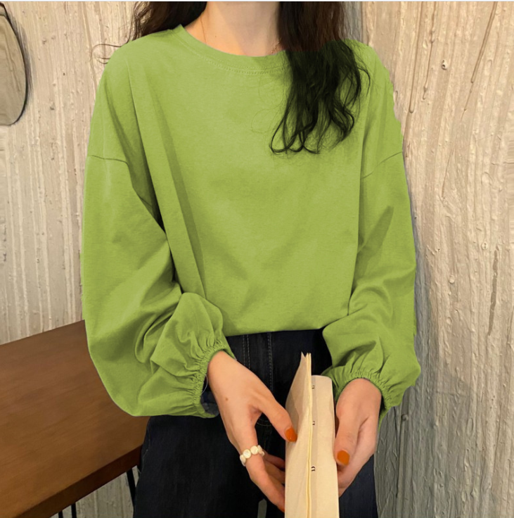 Turtleneck loose high neck lantern sleeve ladies chiffon shirt