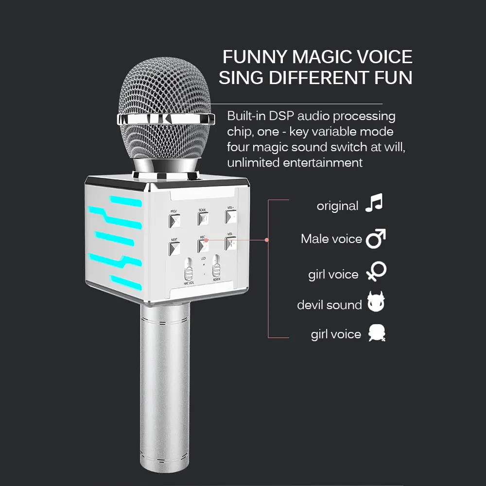Wireless Bluetooth Condenser Microphone Audio Integrated