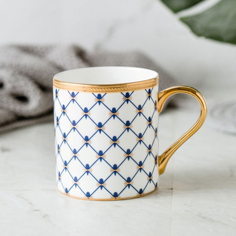 Creative Gold Light Luxury Ceramic Mug British Style