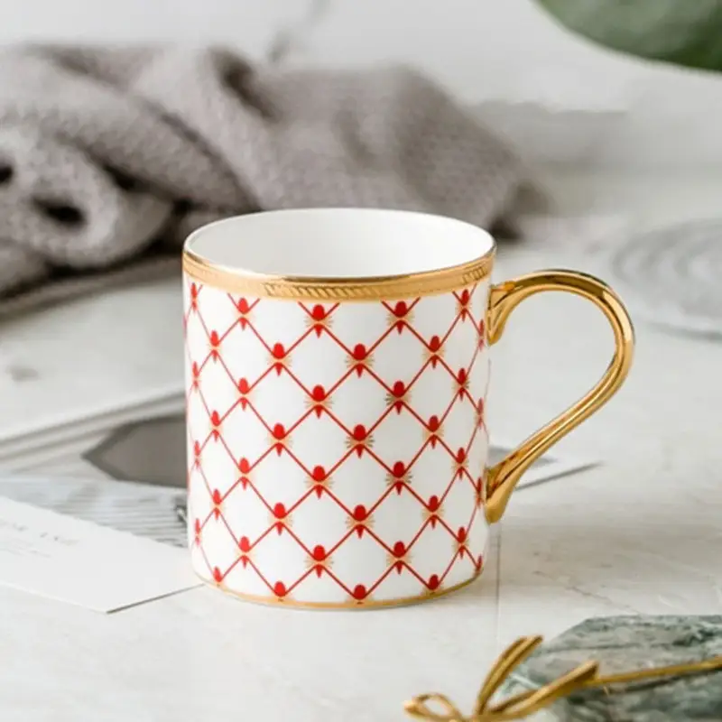 Creative Gold Light Luxury Ceramic Mug British Style
