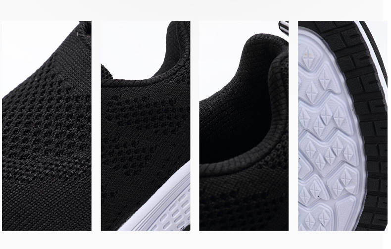 Summer Ladies Sports Breathable Mesh Casual Flat Bottom Light Running Korean Version Of All-match Black Travel Shoes