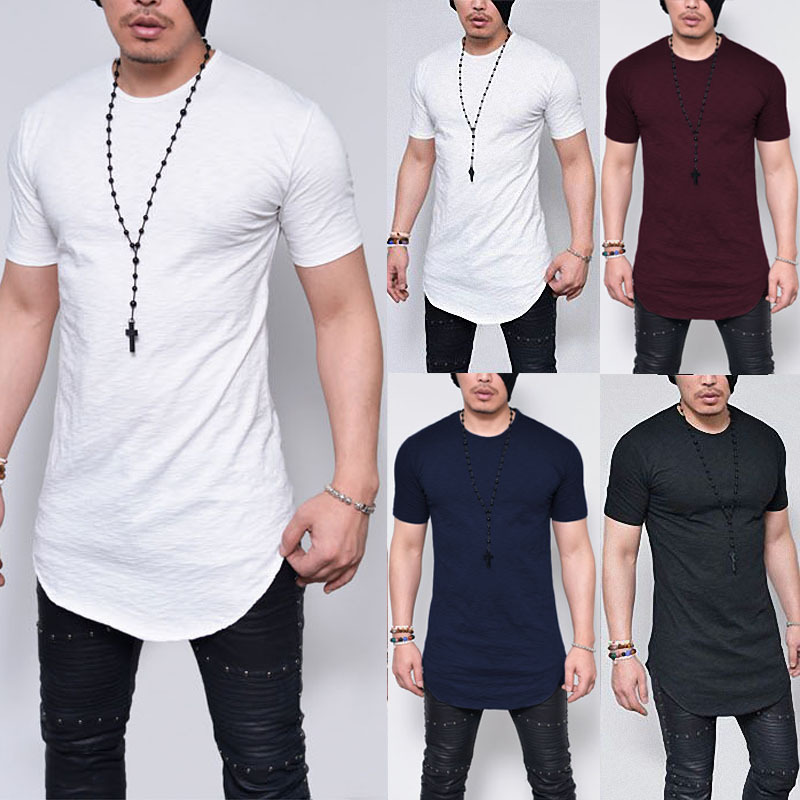 Fashion Simple Men's T-Shirt Solid Color Round Neck Top