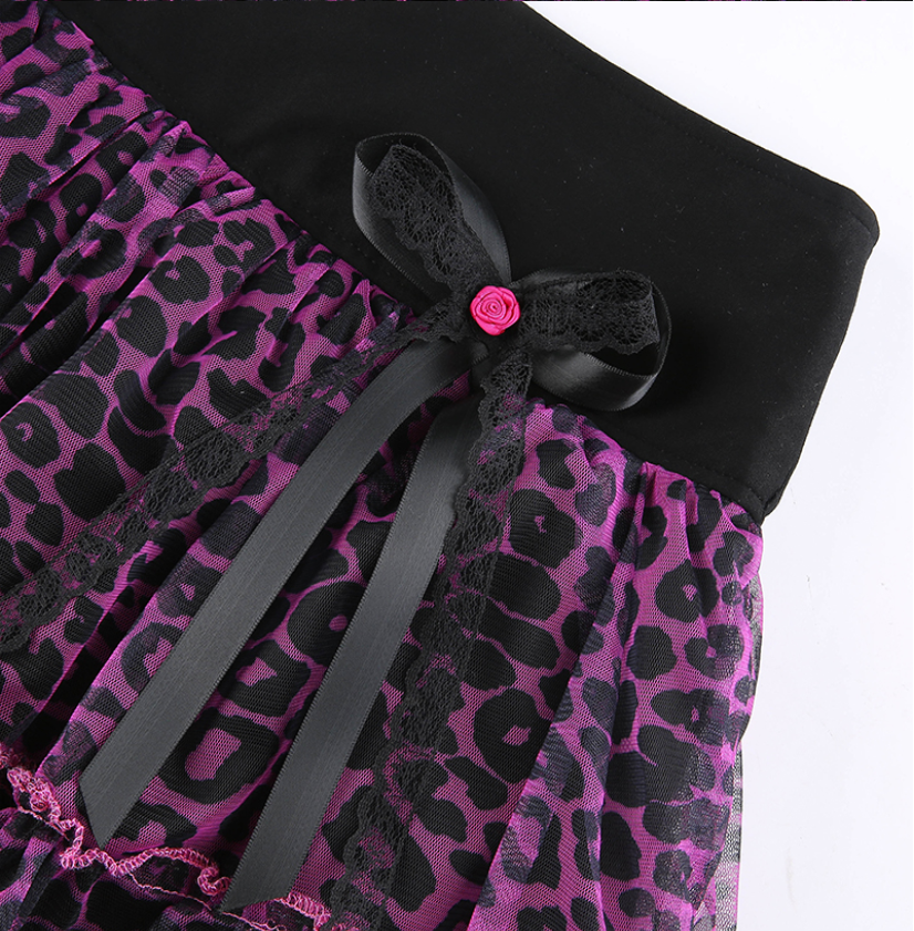 Title 9, Damen Leopard Spitzen Patchwork Rock mit Schlei...