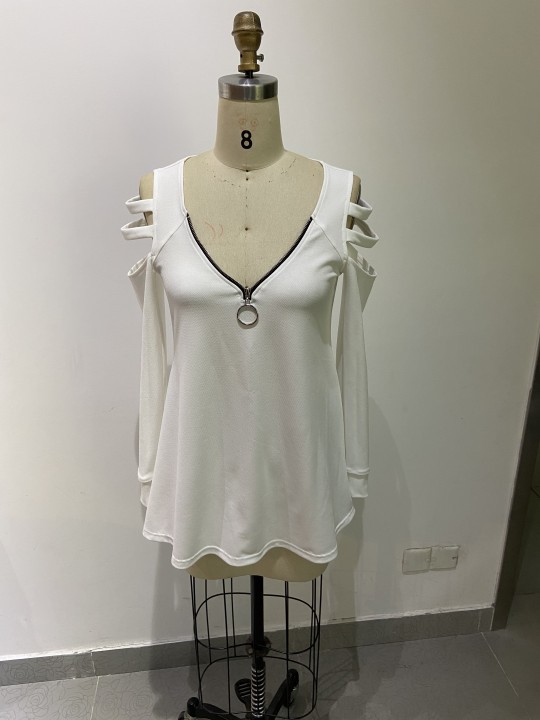 V Neck Shirtsleeves With Strapless Zipper