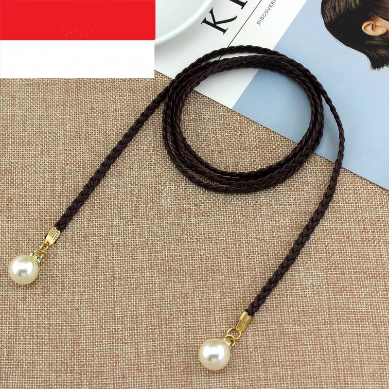 Title 6, Pearl Waist Chain Thin Belt Parent-Child Decora...