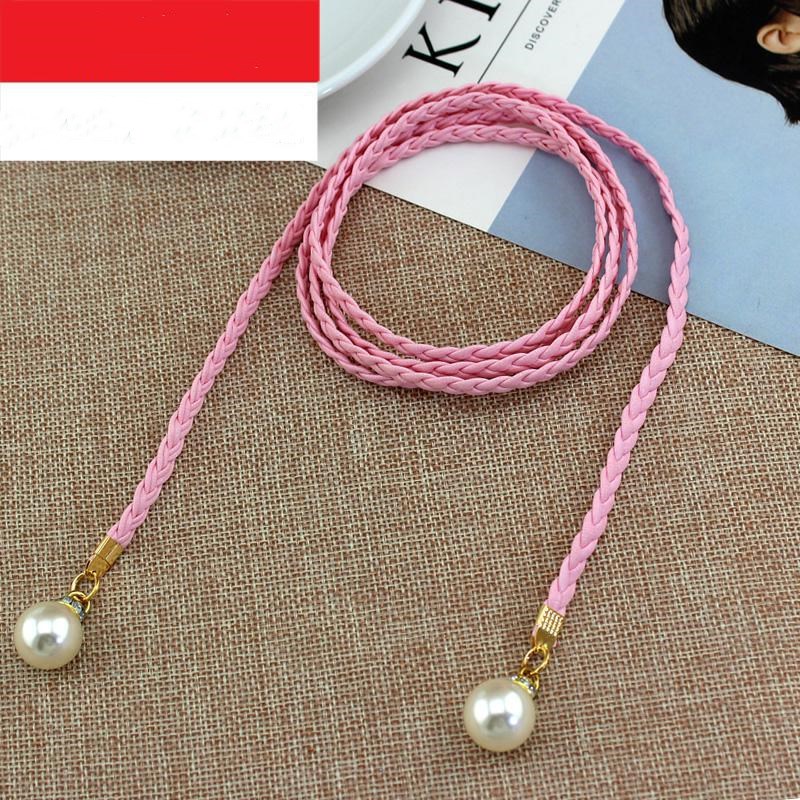 Title 8, Pearl Waist Chain Thin Belt Parent-Child Decora...