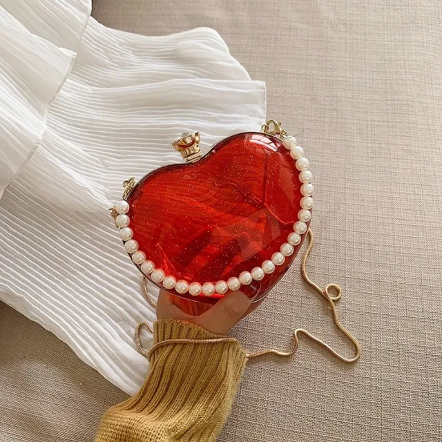 All Match Transparent Summer Small Fresh Peach Heart Chain Messenger Bag Red - Shop at LoveMi