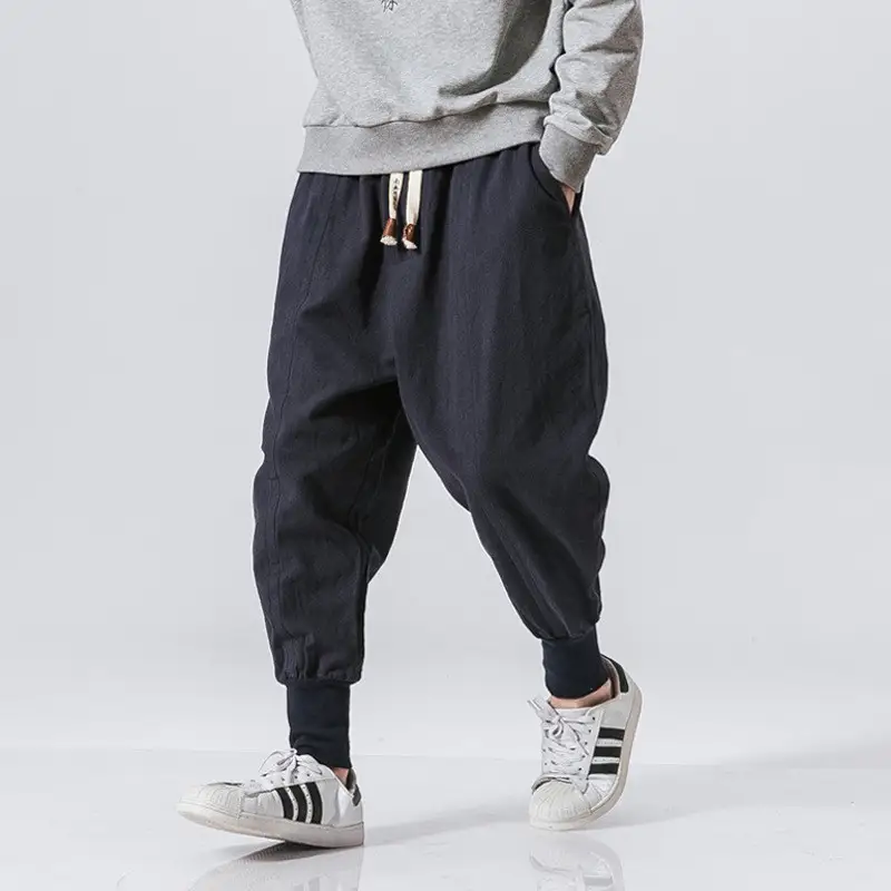 Plush Thick Cotton And Linen Winter Warm Trousers Chinese Style Fashion Casual Pants