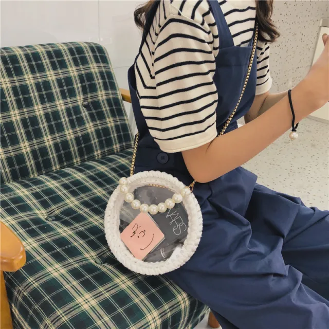 DIY Material Acrylic Self made Transparent Diagonal Handbag White - Shop at LoveMi