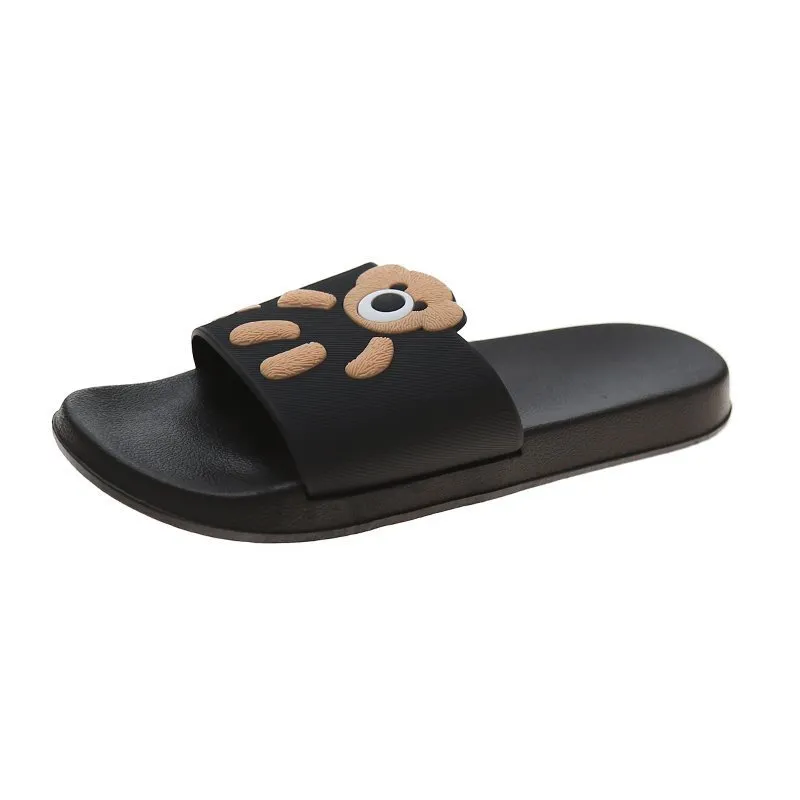 New Style Slippers Female Summer Cartoon Cute Home Indoor Fashion Platform - Black