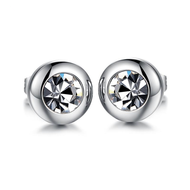 ZORCVENS New Fashion Zircon Crystal Earrings for Man Jewelry 316L Titanium Steel Gold-Color Never Fade