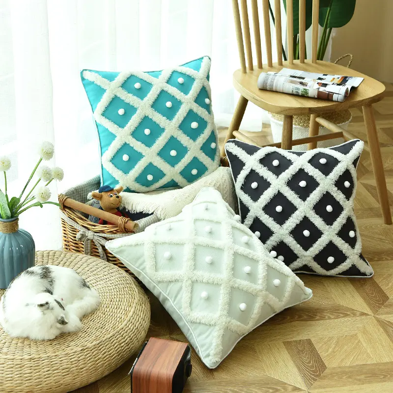 Creative Home Ball Pillow Tufted Moroccan Elegant Cushion Case