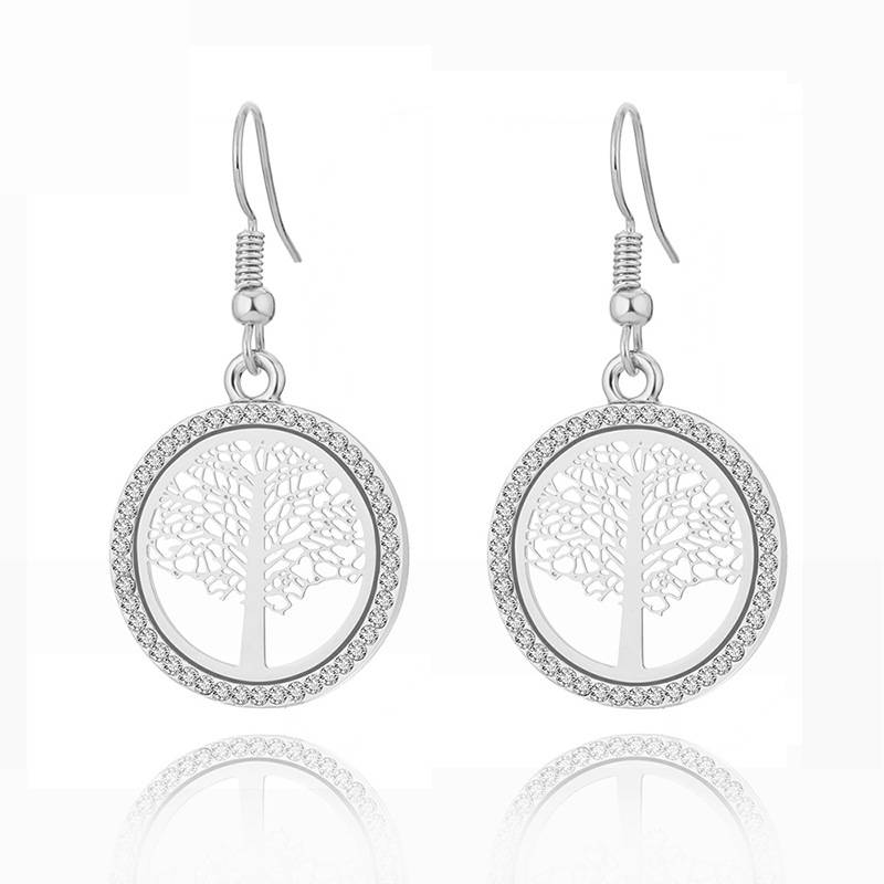 Personalized Wishing Tree Hollow Diamond Earrings