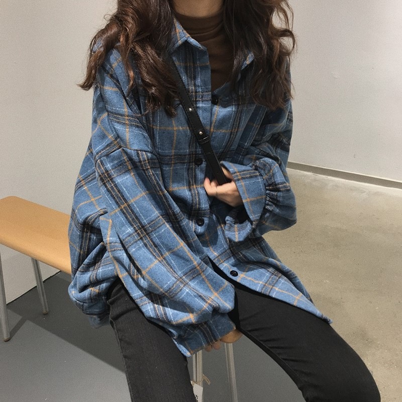 Retro Fashion Hong Kong woolen plaid coat