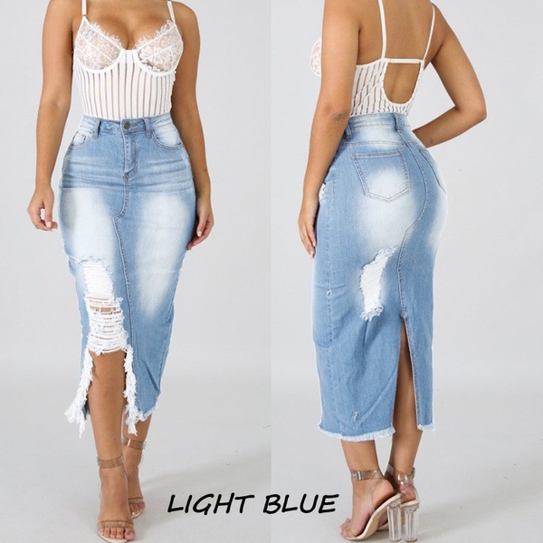 Title 9, High Waist Washed Denim Split Hip Rock, ein vie...