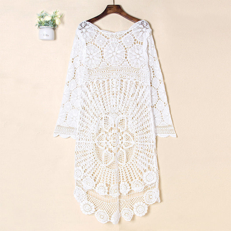 European And American Style Cotton Embroidery Hollow Out Front Short Back Long Vest
