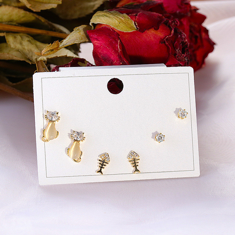 Korean Version Of Three Pairs Of Simple And Versatile Earrings