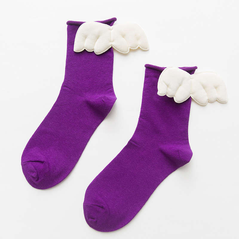 Title 6, Chaussettes pour femmes, couleur unie, talon fr...