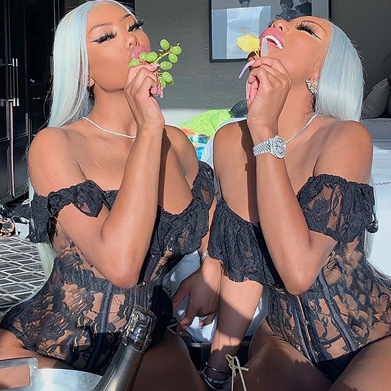 Women's See-Through Cardigan Shaping Lace Tunic Top