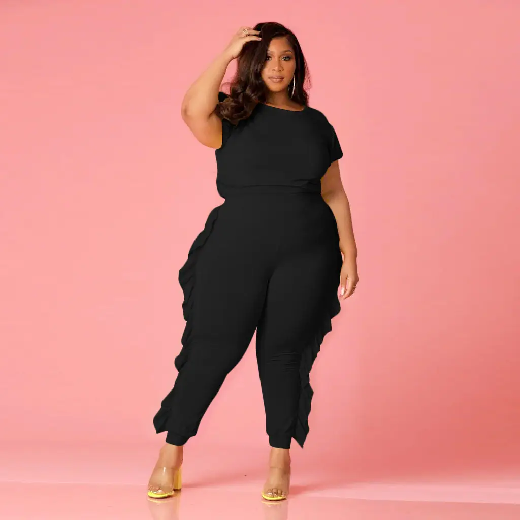 Sports And Leisure Trousers Suit With Stitching Wood Ears