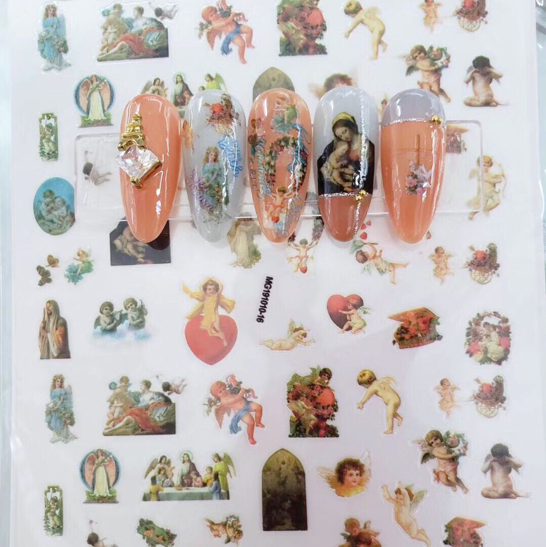 DIY New Japanese Angel Baby Gummed Manicure Stick Thin Nail Stickers — view 6