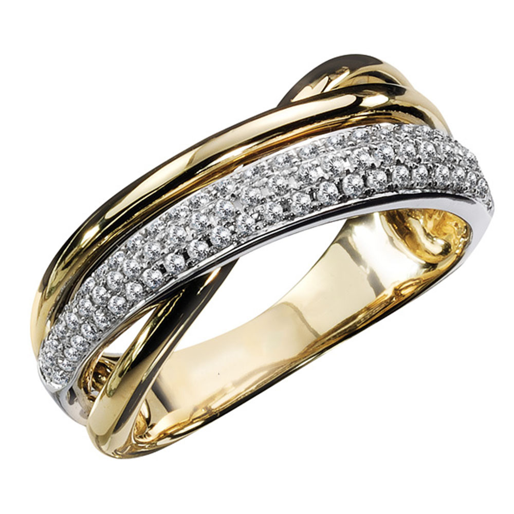 Geometric Lines Micro-Inlaid Zircon Color Separation Ladies Ring