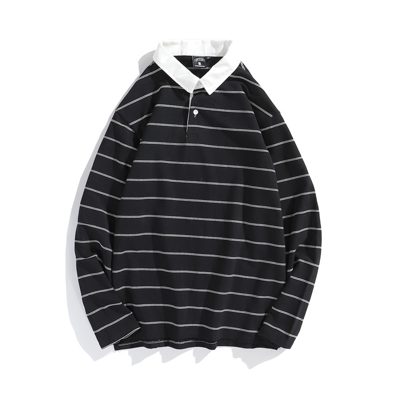 Title 5, New Japanese Style Hit Color Striped Long-Sleev...