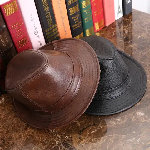 Men and Women Leather Tycoon Jazz Hat