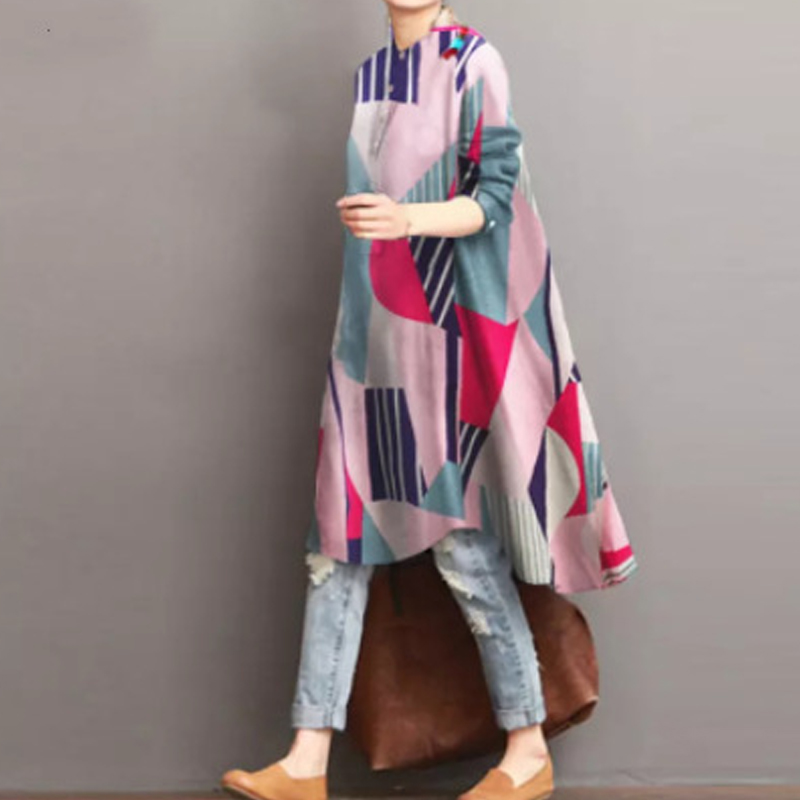 Ladies Retro Casual Full Sleeve Loose Shirt Top