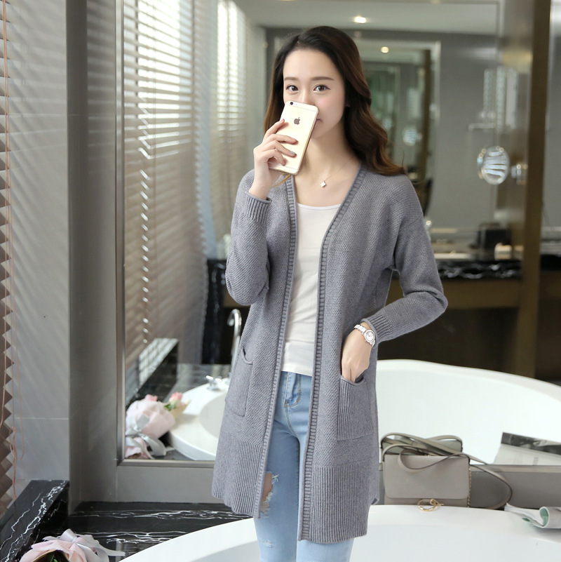 New Solid Color Loose Knit Cardigan Jacket