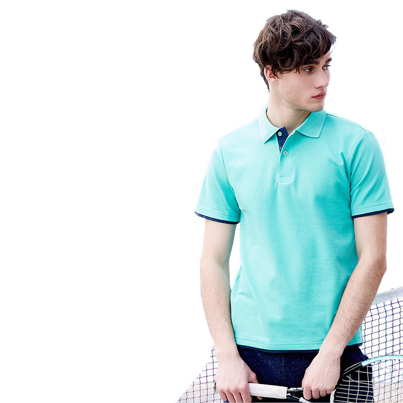 Men's Two-Color Collar Shirt Short Sleeve Advertising Shirt Lapel Shirt Overalls