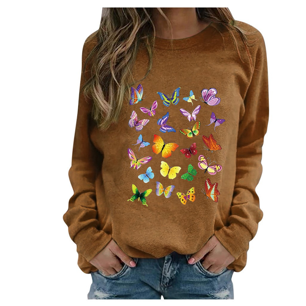 Title 5, Ladies Long Sleeve Printed Round Neck Sweatshirt